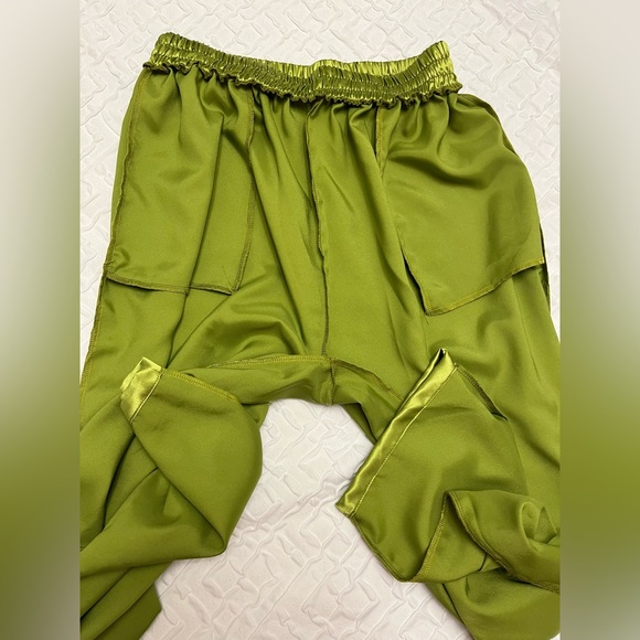 NWOT 💚 Laina Rauma green drawstring club bed lightweight satin pants size S - Picture 14 of 17